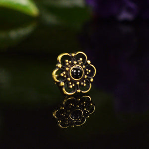 Brass Nose Pin in Indian Design with Onyx Stone
