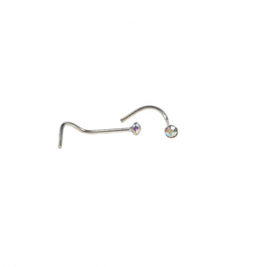 Silver Nose Stud with AB Crystal