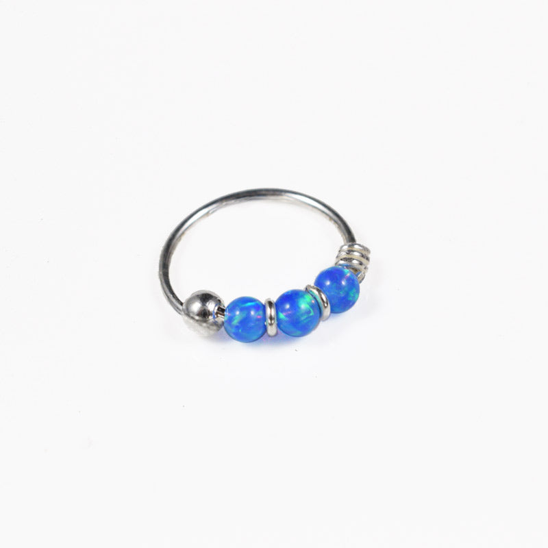 Silver Nose Ring with Opalite Stones 'Raipur'