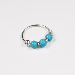Silver Nose Ring with Turquoise Stones 'Jalore'