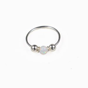 Silver Nose Ring with Opalite Stone 'Jamboori'