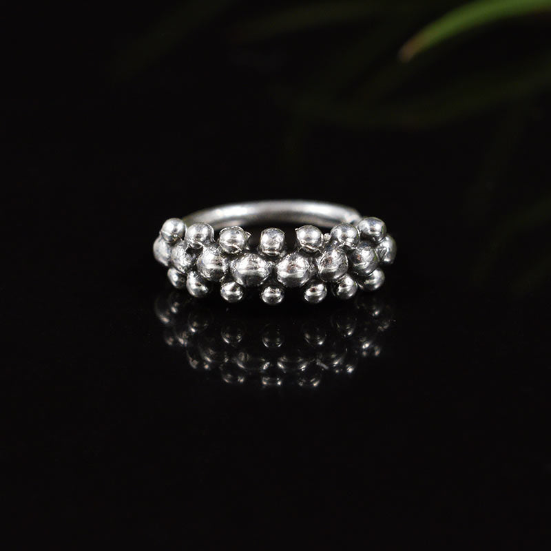 Indian Nose Ring, Silver, Triple Dots Design