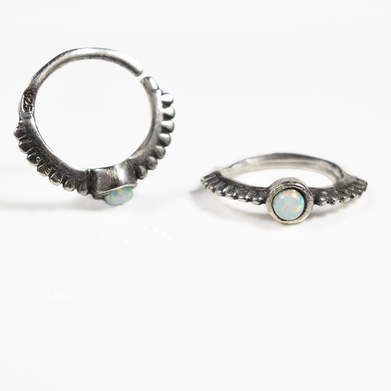 Tribal Nose Ring White Opal