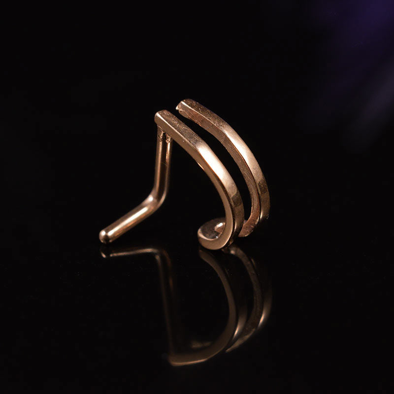 Rose Gold Double Nose Curve Stud