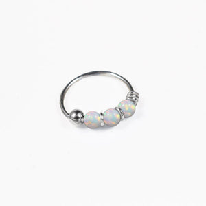 Silver Nose Ring with Opalite Stones 'Tijara'