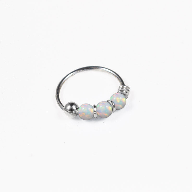 Silver Nose Ring with Opalite Stones 'Tijara'