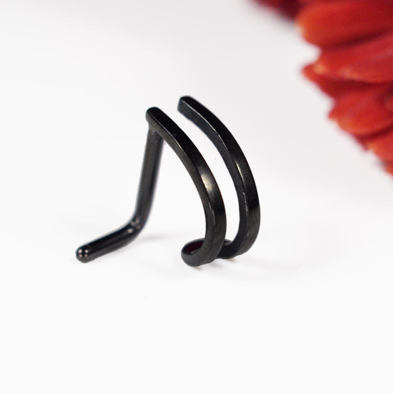 double nose ring, black double nose curve