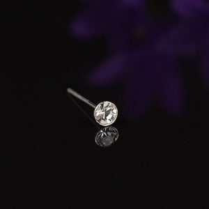 silver nose stud with clear crystal