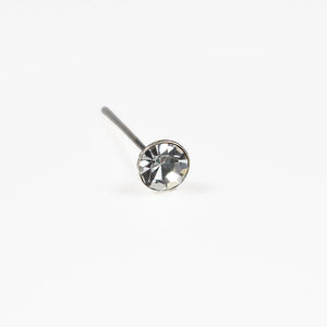 Silver Nose Pin with Clear Crystal
