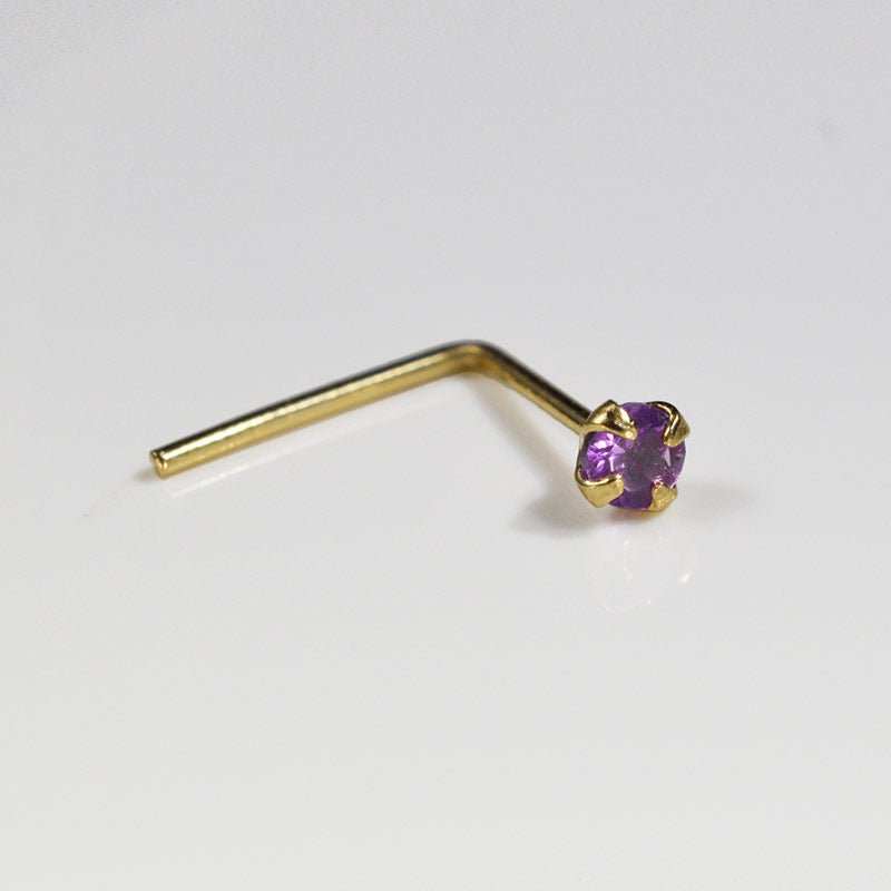 gold nose stud with amethyst