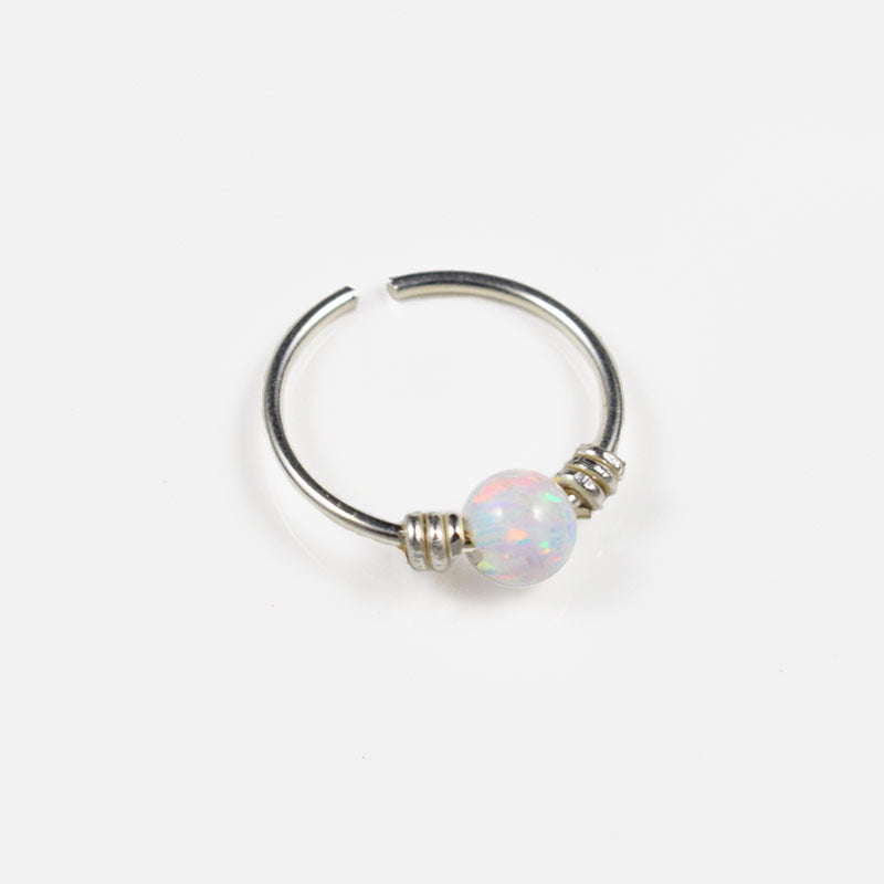 Silver Nose Ring with Opalite Stone 'Jahlari'