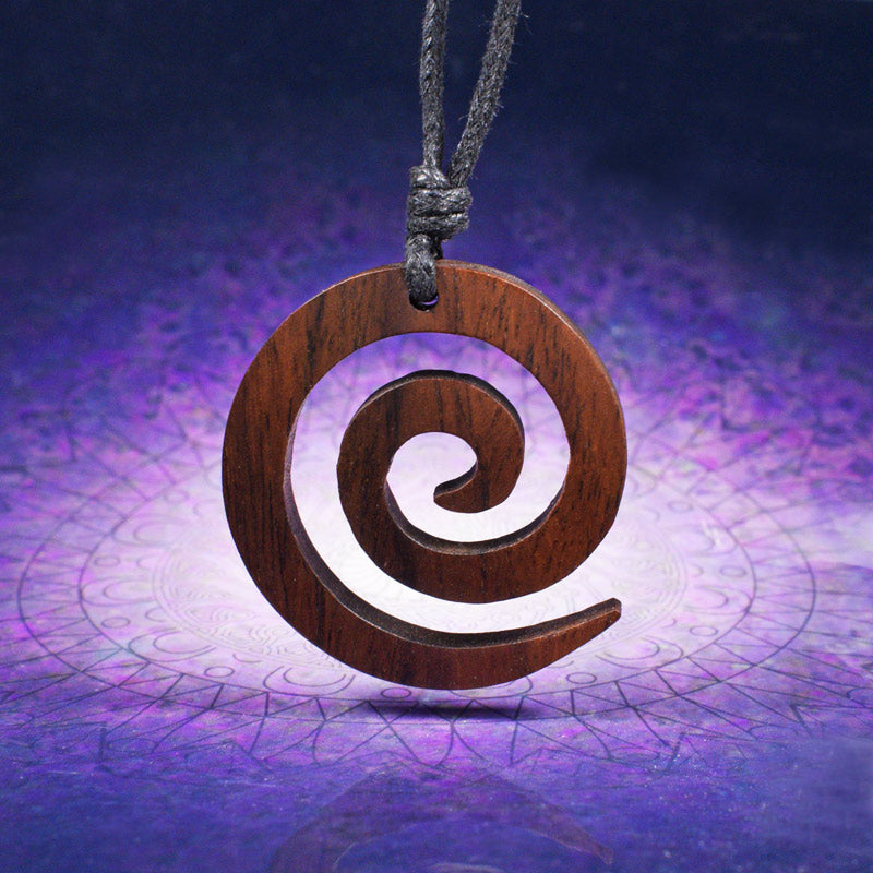 Wooden Spiral Pendant 