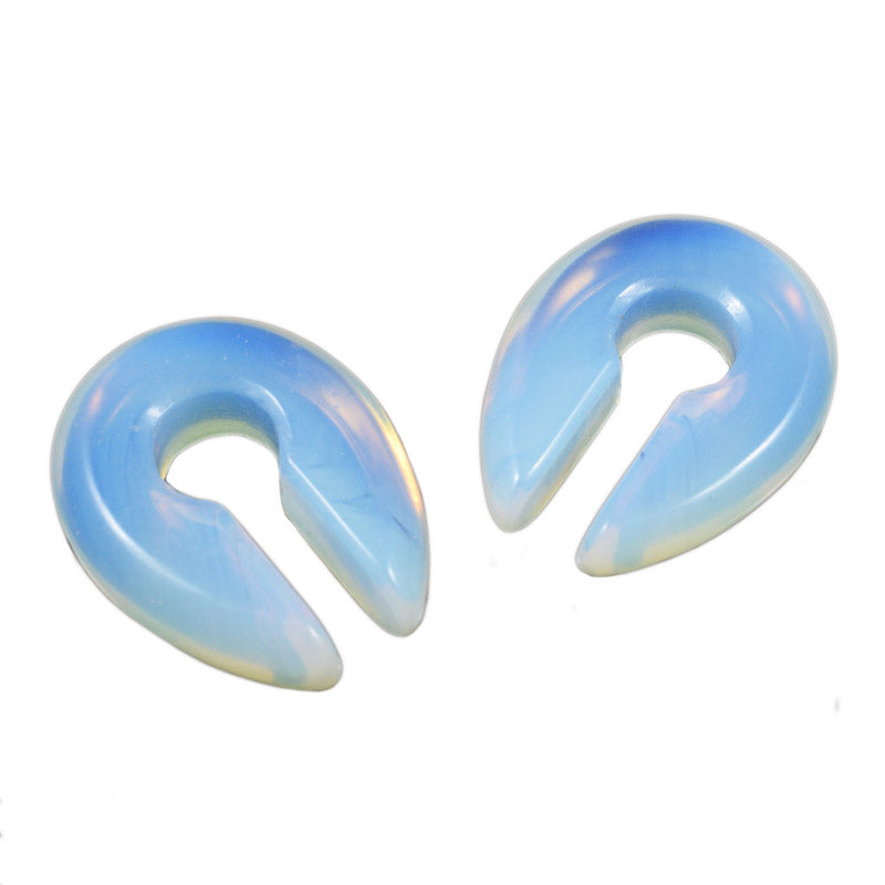 Opal Keyhole Ear Weights. Opal Stone Ear Hangers on White Background