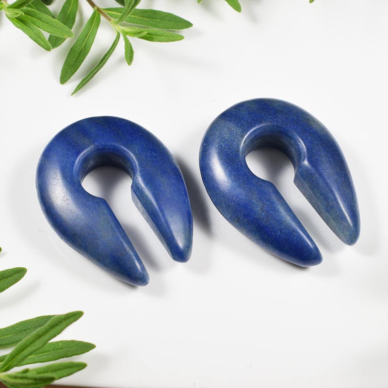 Blue Stone Keyhole Ear Hangers, Aventurine Keyhole Ear Weights