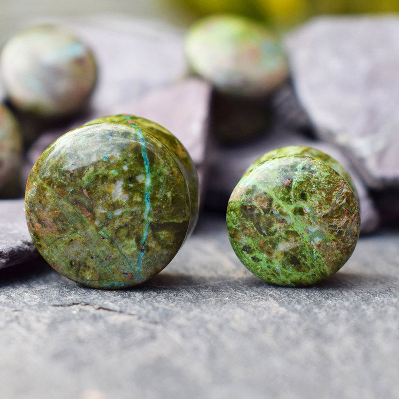 African Jade, Green Stone Flesh Plugs 