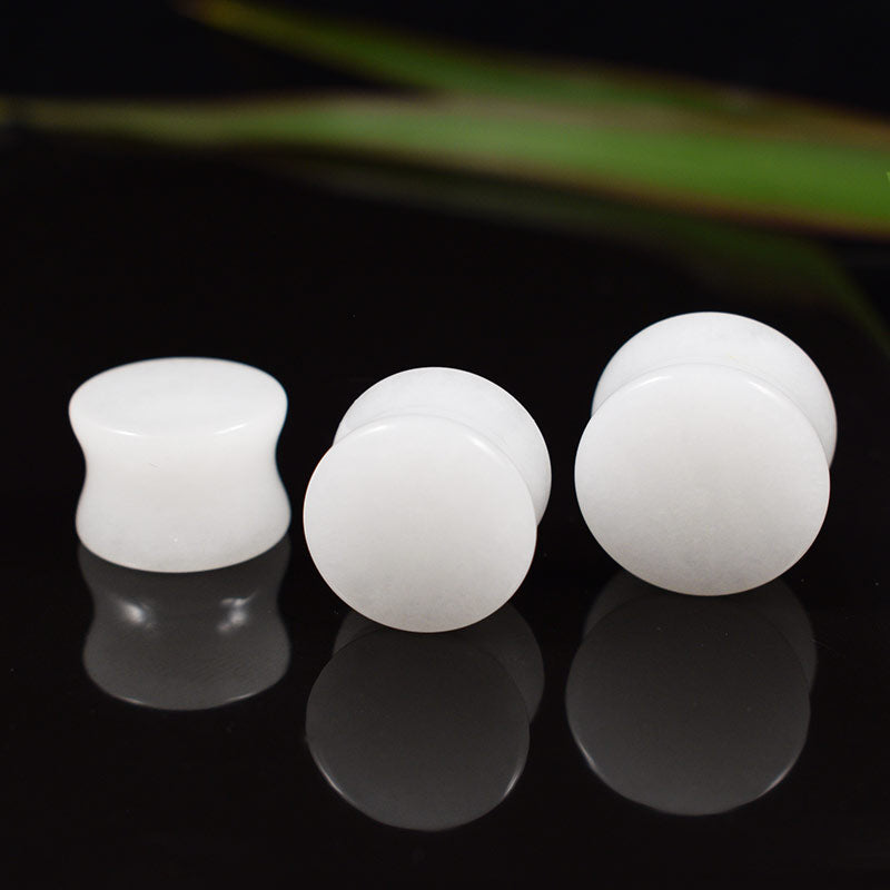 Genuine Rose Quartz Stone Ear Plugs - Single Flare Organic Plugs For Stretched Ears - Lex & Lu