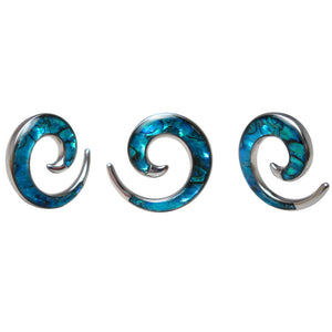 Bright Blue Abalone Steel Ear Spiral