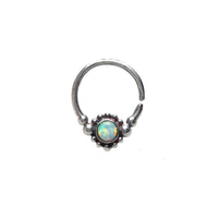 Silver Septum Ring with Opalite Stone 'Nokha'