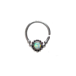 Silver Septum Ring with Opalite Stone 'Nokha'