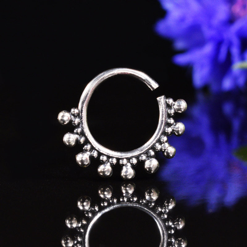 Tribal Style Silver Septum Ring 