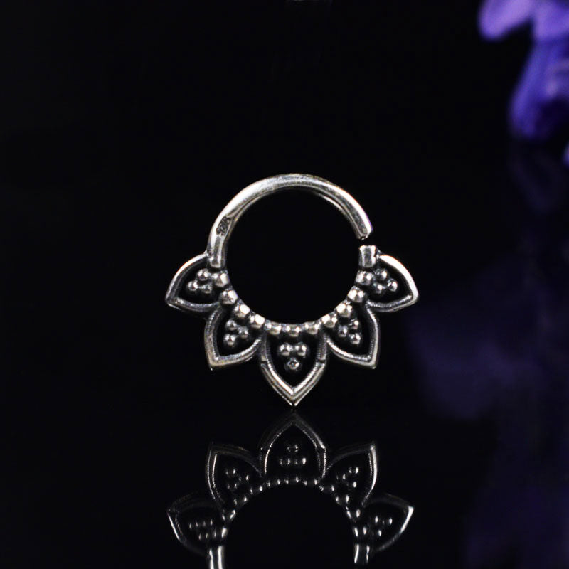 Silver Septum Ring, Small Pretty Indian Design