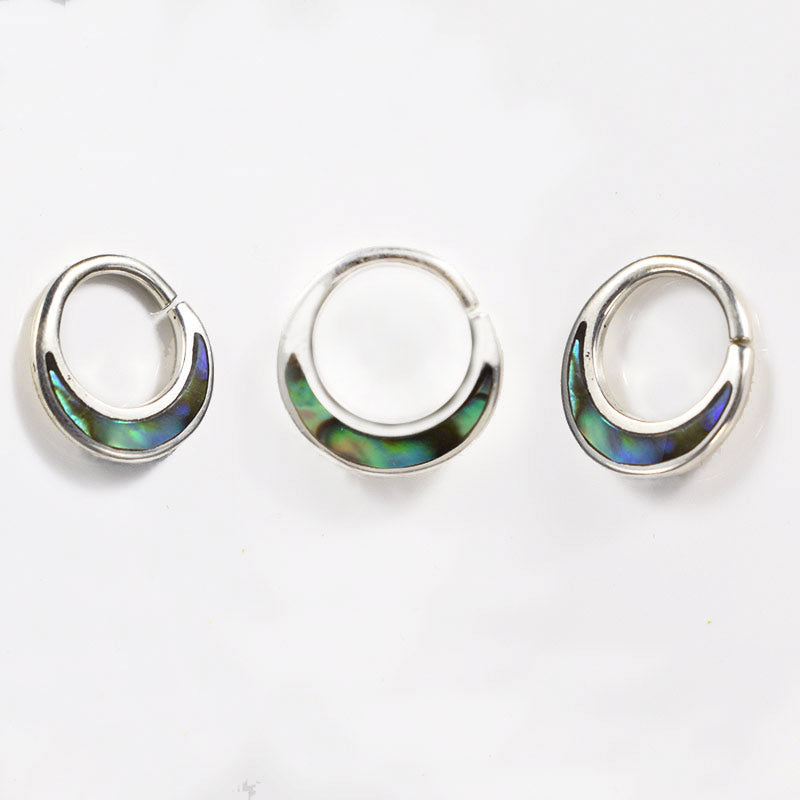 Small Silver Septum Ring with Abalone Shell