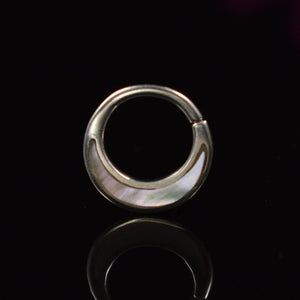 Small Silver Septum Ring with Mother of Pearl