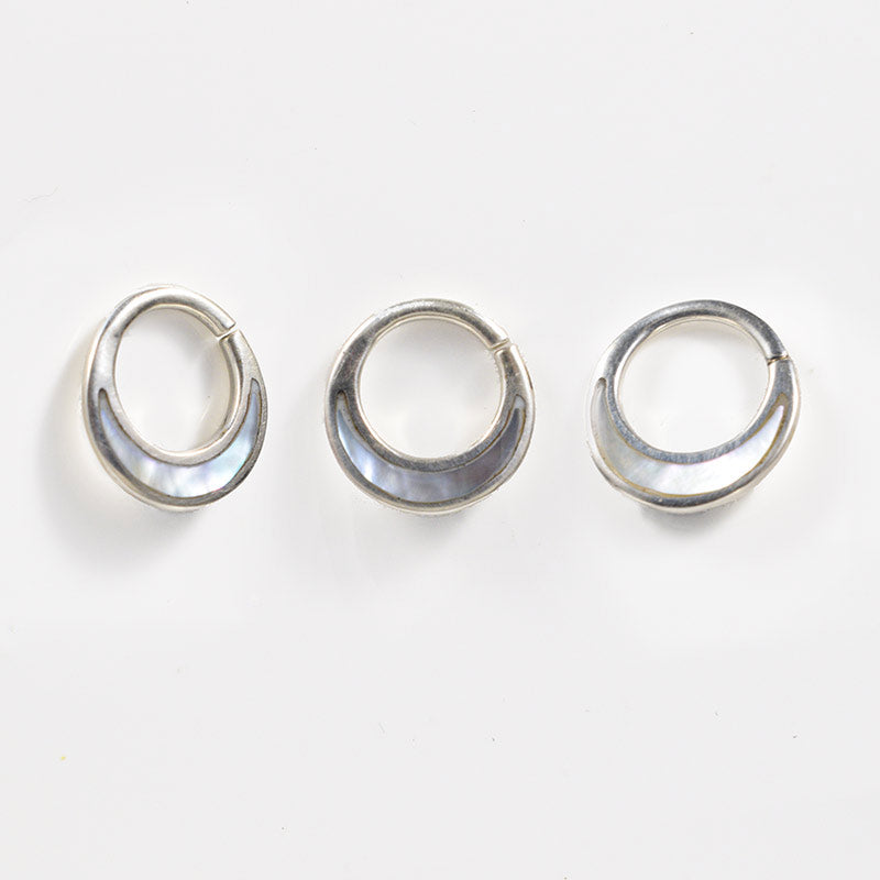 Silver Septum Ring with Mother of Pearl, 8mm