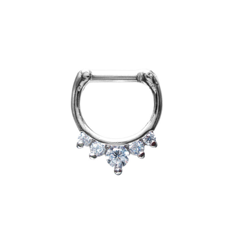 Septum Clicker Ring with Clear Gems Arka