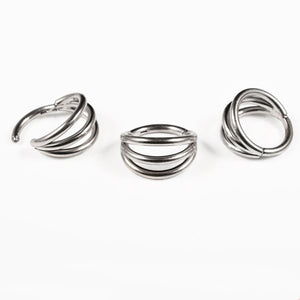 Triple Stack Septum Ring in Steel