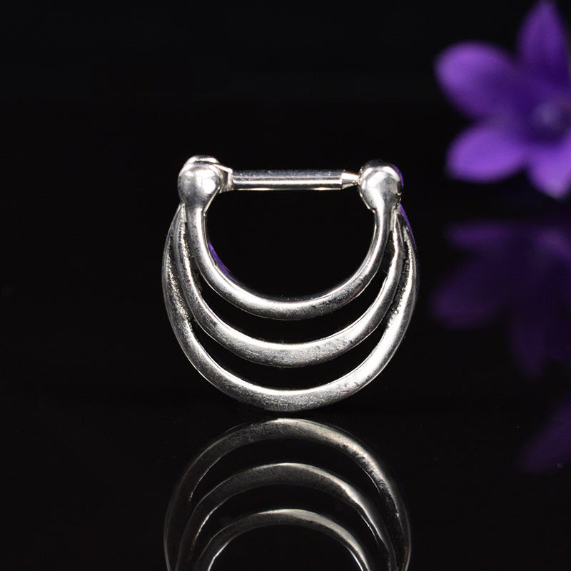 Triple hoop septum clicker in surgical steel