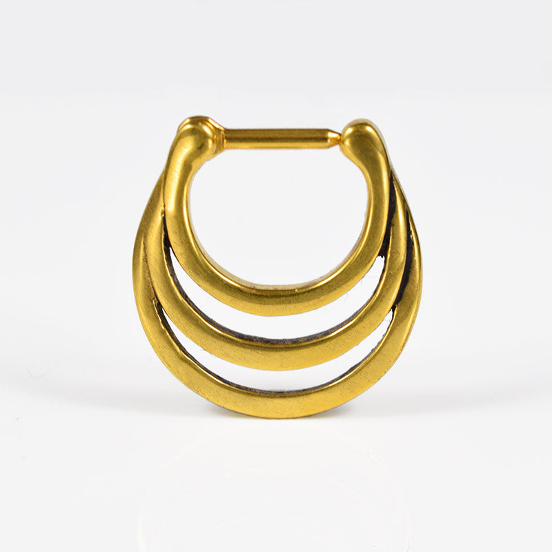 triple hoop septum ring in gold pvd steel