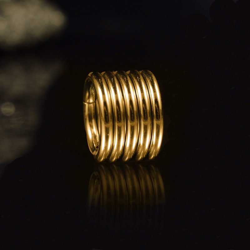 stacking rings aka ear sleevs for stretched ears in gold pvd