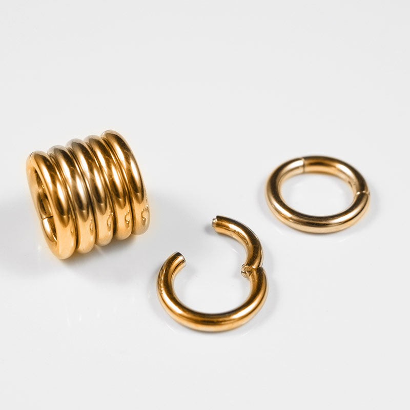 Gold PVD stacking rings for stretched ears