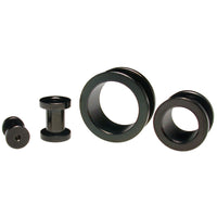 black ear tunnels in surgical steel