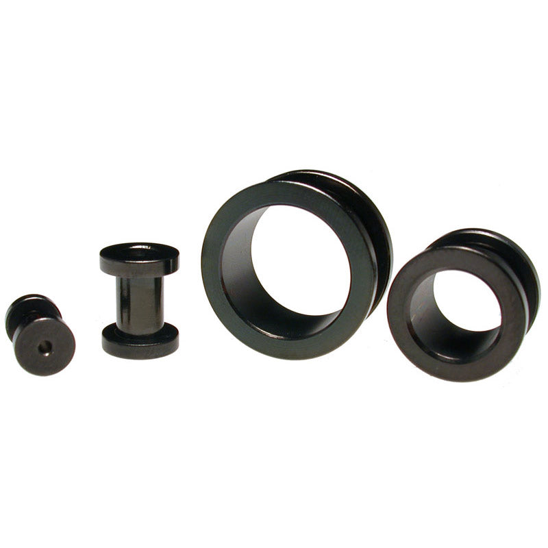 ZeSen Black CZ Stone Ear Gauges - Stainless Steel Ear Plugs Tunnels For Stretched Ears