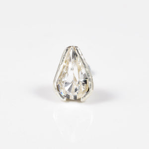Threadless Crystal Teardrop Sterling Silver