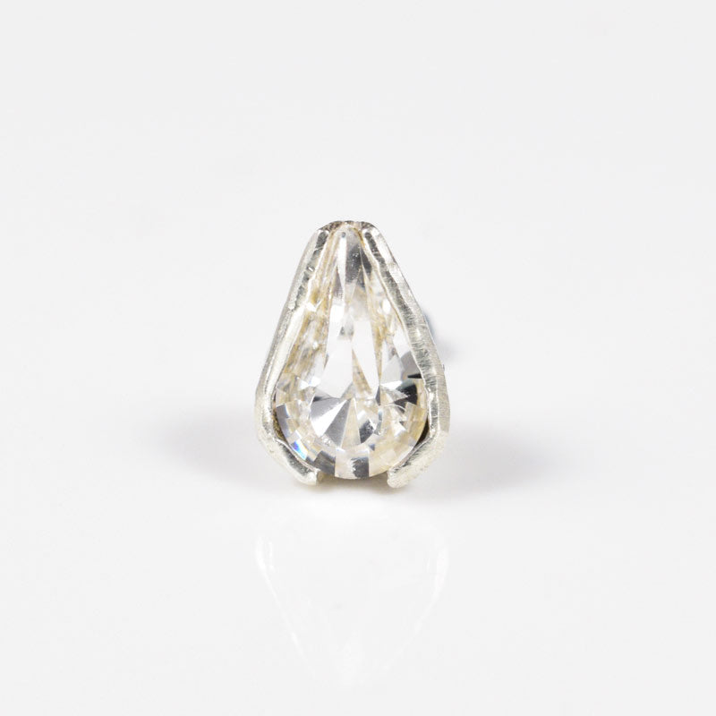 Threadless Crystal Teardrop Sterling Silver