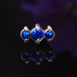 Threadless End for Piercings, Dark Blue Opal Trinity