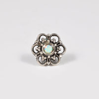 Threadless Flower Mandala in Sterling Silver with Opalite Stone