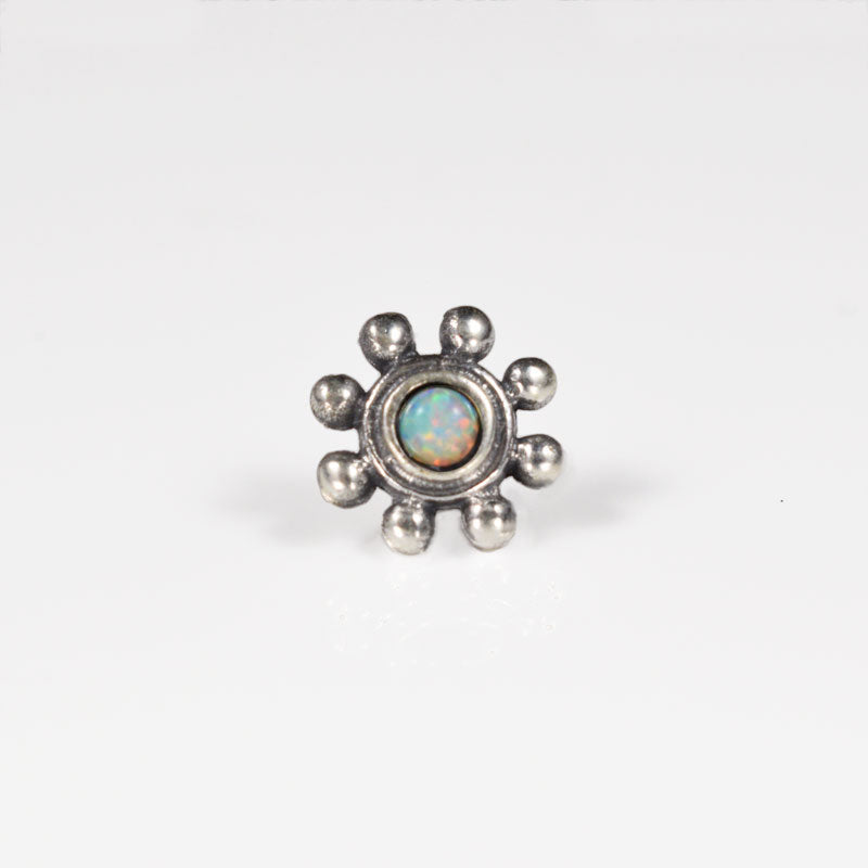 Threadless End in 925 Sterling Silver with White Opalite Stone