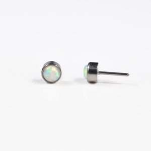 Titanium Threadless End White Opal