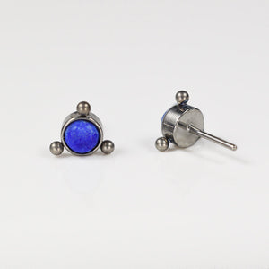 Titanium cluster threadless end with blue Lapis