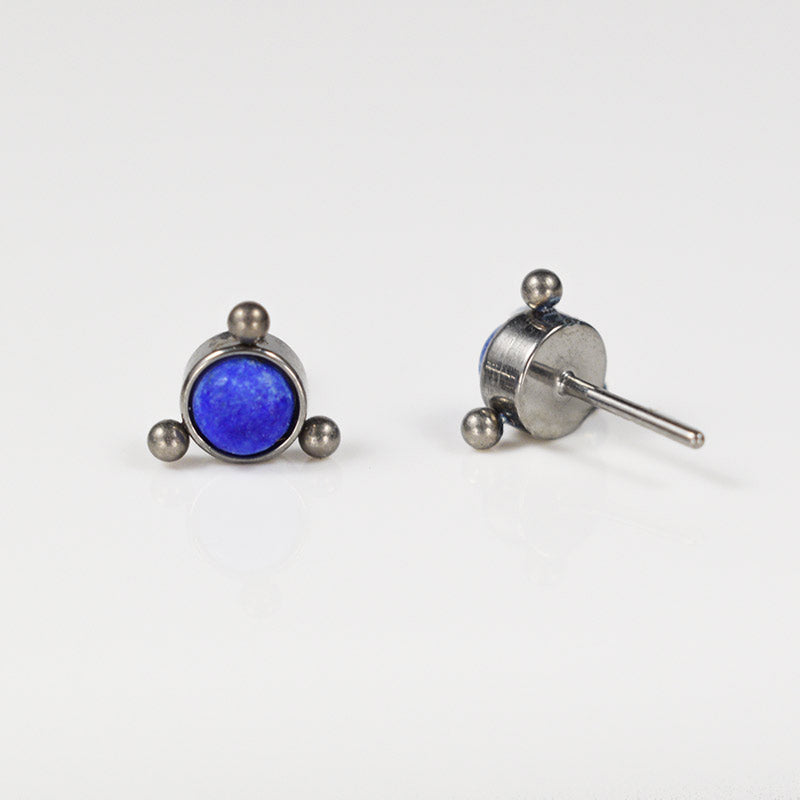 Titanium cluster threadless end with blue Lapis
