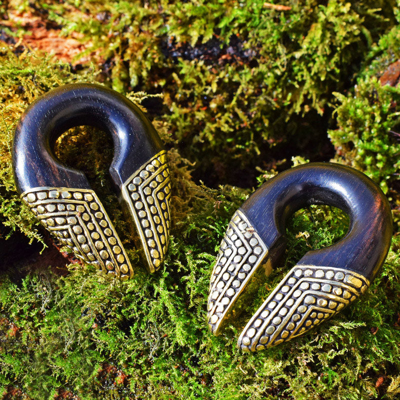 Wood and Brass Keyhole Ear Weights 