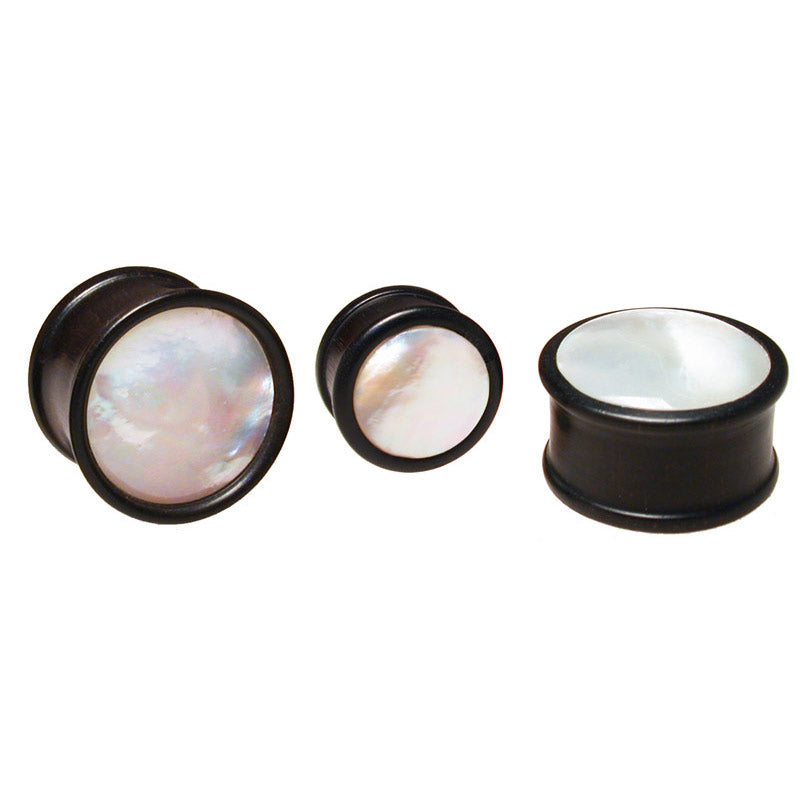 wooden plugs with mother of pearl inlaid