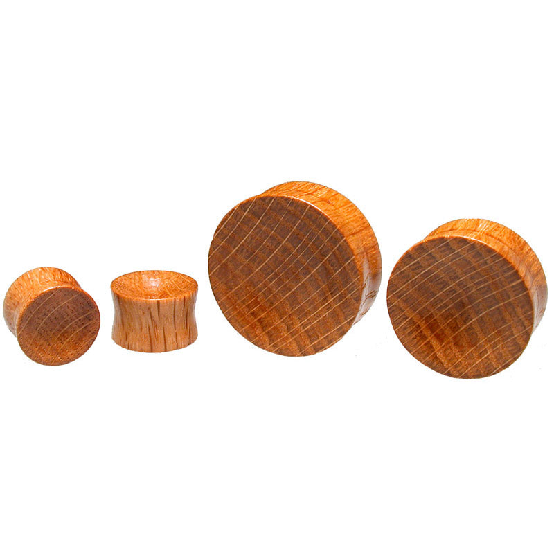 wooden flesh plugs from reclaimed oak