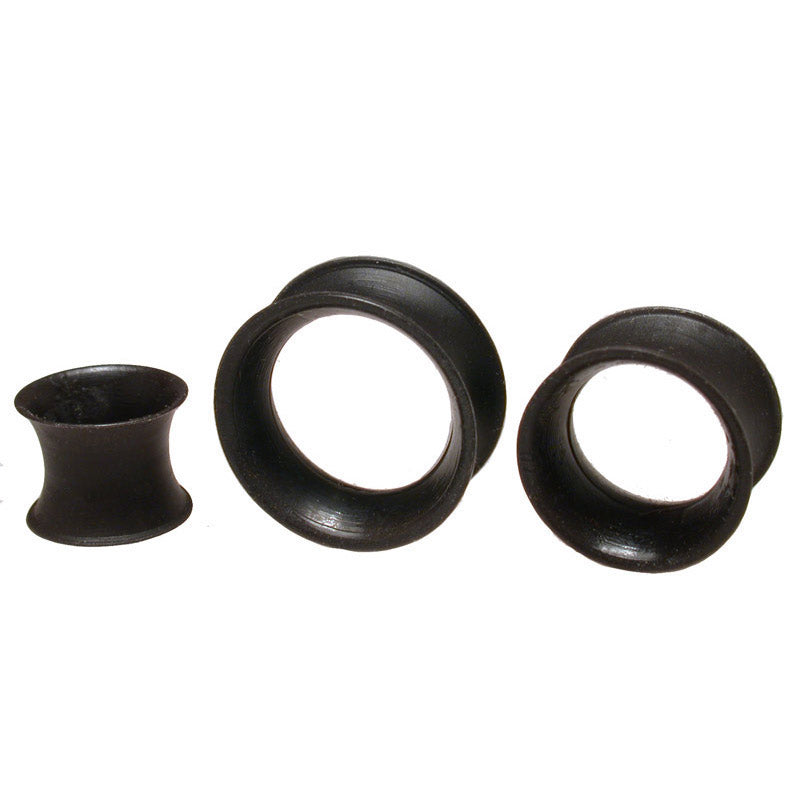 Black Silicone Flesh Tunnels, Thin Walled, Earskins