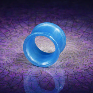 Blue Silicone Flesh Tunnel, Metallic Blue Silicone Earskins 