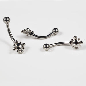 Curved Barbell with Beaded Sun for Eyebrow Rook Daith Helix